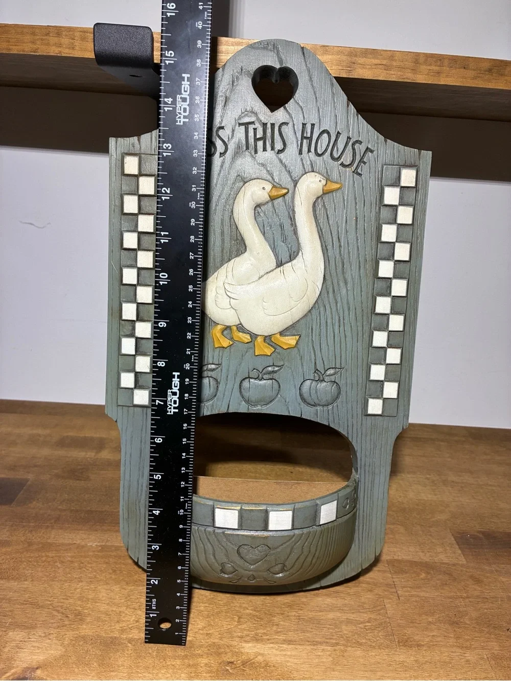Vintage 1988 Burwood Bless This House Geese Wall Pocket Planter #2889A USA